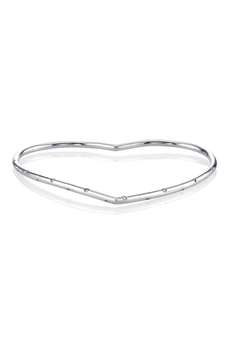 Scattered Heart Bangle, Alternate, color, STERLING SILVER