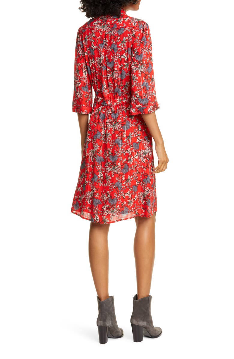 ba&sh Clotilde Floral Print & Metallic Stripe Dress, Alternate, color,