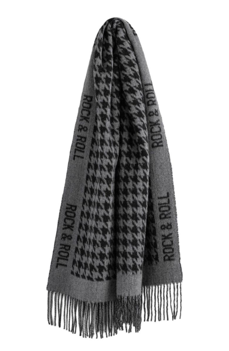 Saint + Sofia Rock Houndstooth Scarf, Main, color, Black/Grey