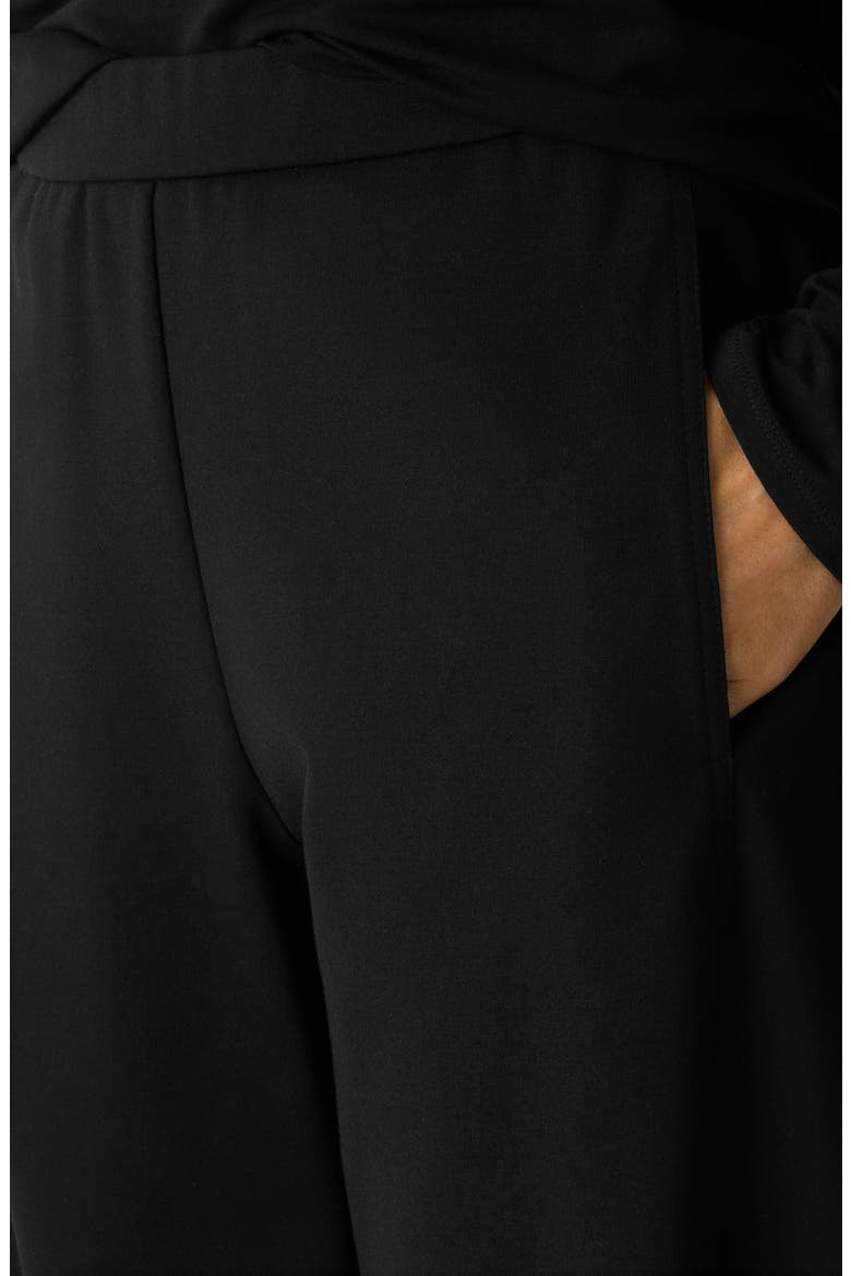 Double Knit Lantern Ankle Pants, Alternate, color, BLACK