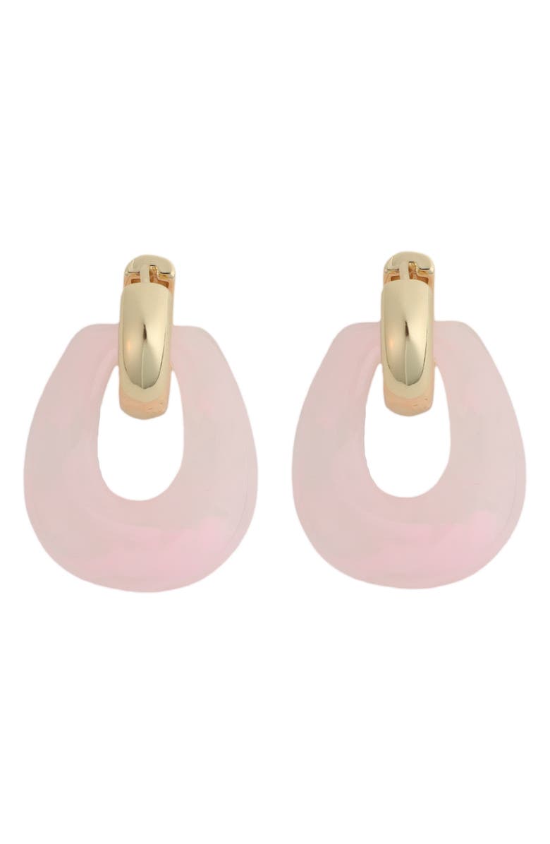 Panacea Pink Resin Doorknocker Drop Huggie Hoop Earrings, Main, color, Pink