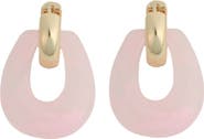 Panacea Pink Resin Doorknocker Drop Huggie Hoop Earrings