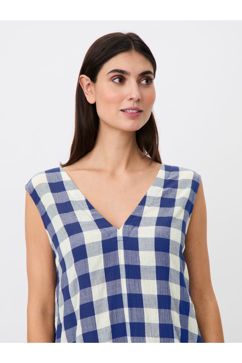 Maordella V-Neck Checked Midi Dress, Alternate, color, Medieval Blue