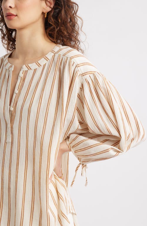 Treasure & Bond Stripe Cotton Popover Shirt In Ivory- Yellow Jame Stripe