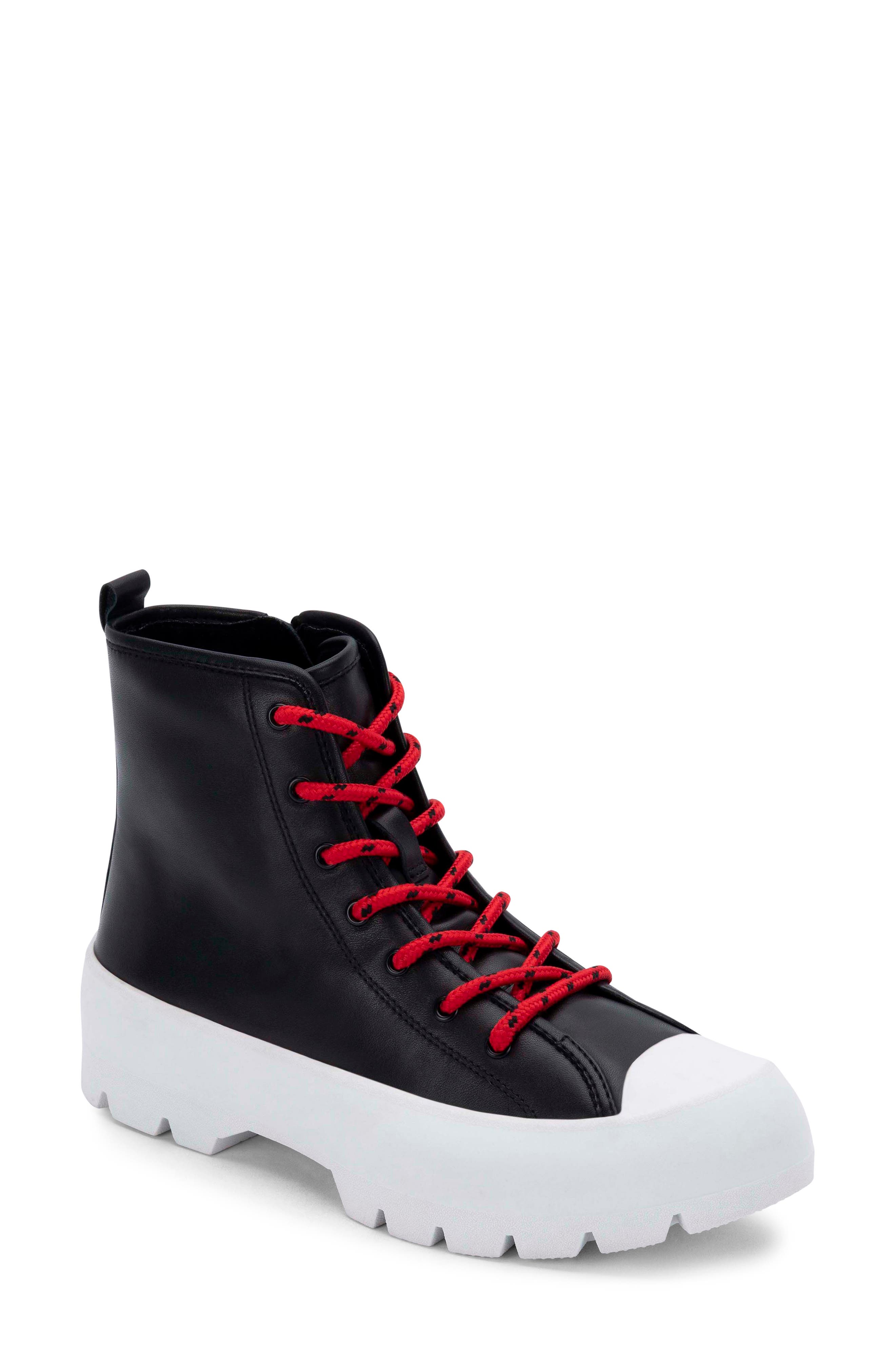 Waterproof Lace-Up Bootie, Main, color, BLACK LEATHER