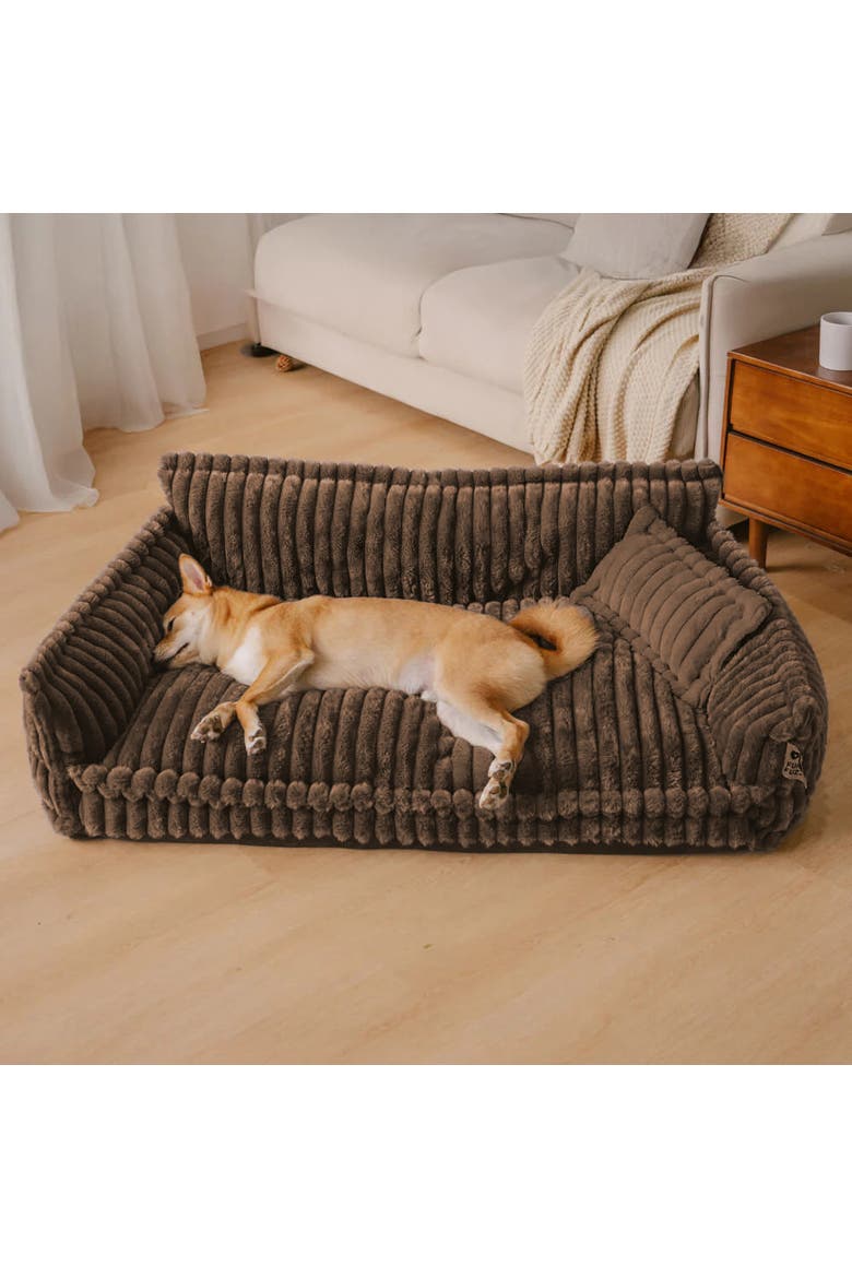 Washable Fluffy Dog Sofa Bed, Alternate, color, Brown