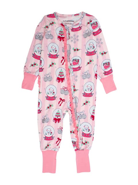 Girls SoftSnooze Holiday Convertible Ruffle One Piece Pajama