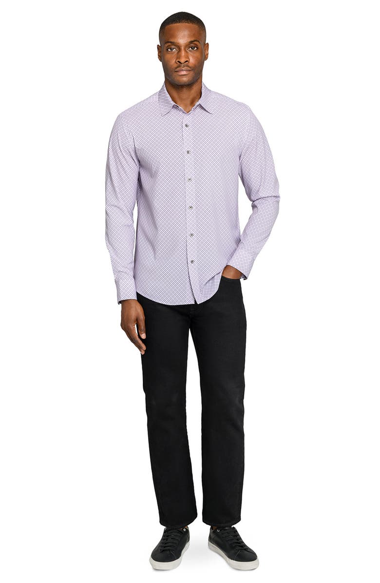 W.R.K Slim Fit Geometric Print Performance Button-Up Shirt, Alternate, color, White/ Purple