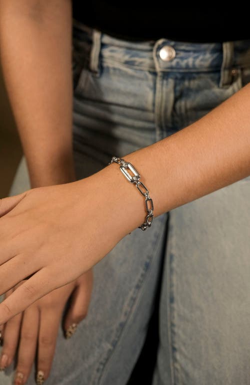 Sterling Forever Annabeth Mixed Chain Link Bracelet In Metallic