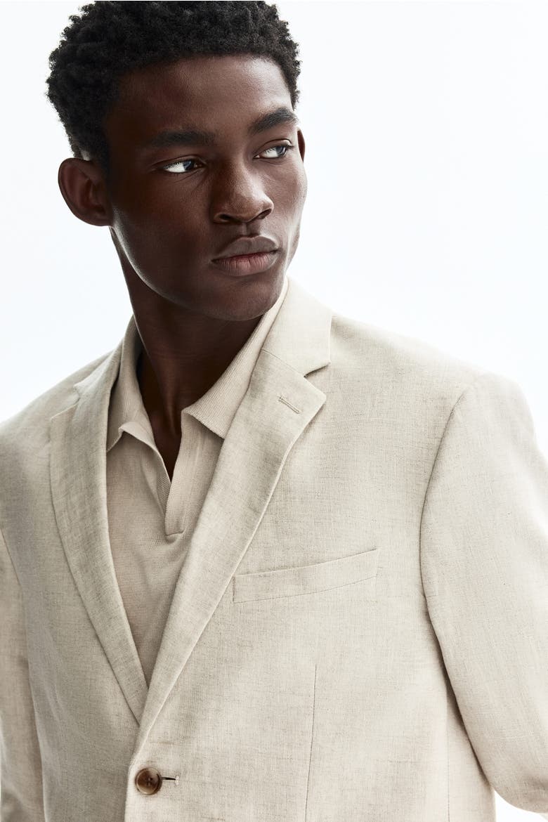 Slim Fit Linen Jacket, Alternate, color, Light beige