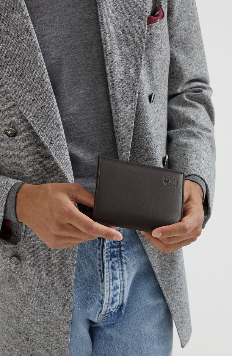 Brunello Cucinelli Calfskin passport holder, Alternate, color, Rust Brown