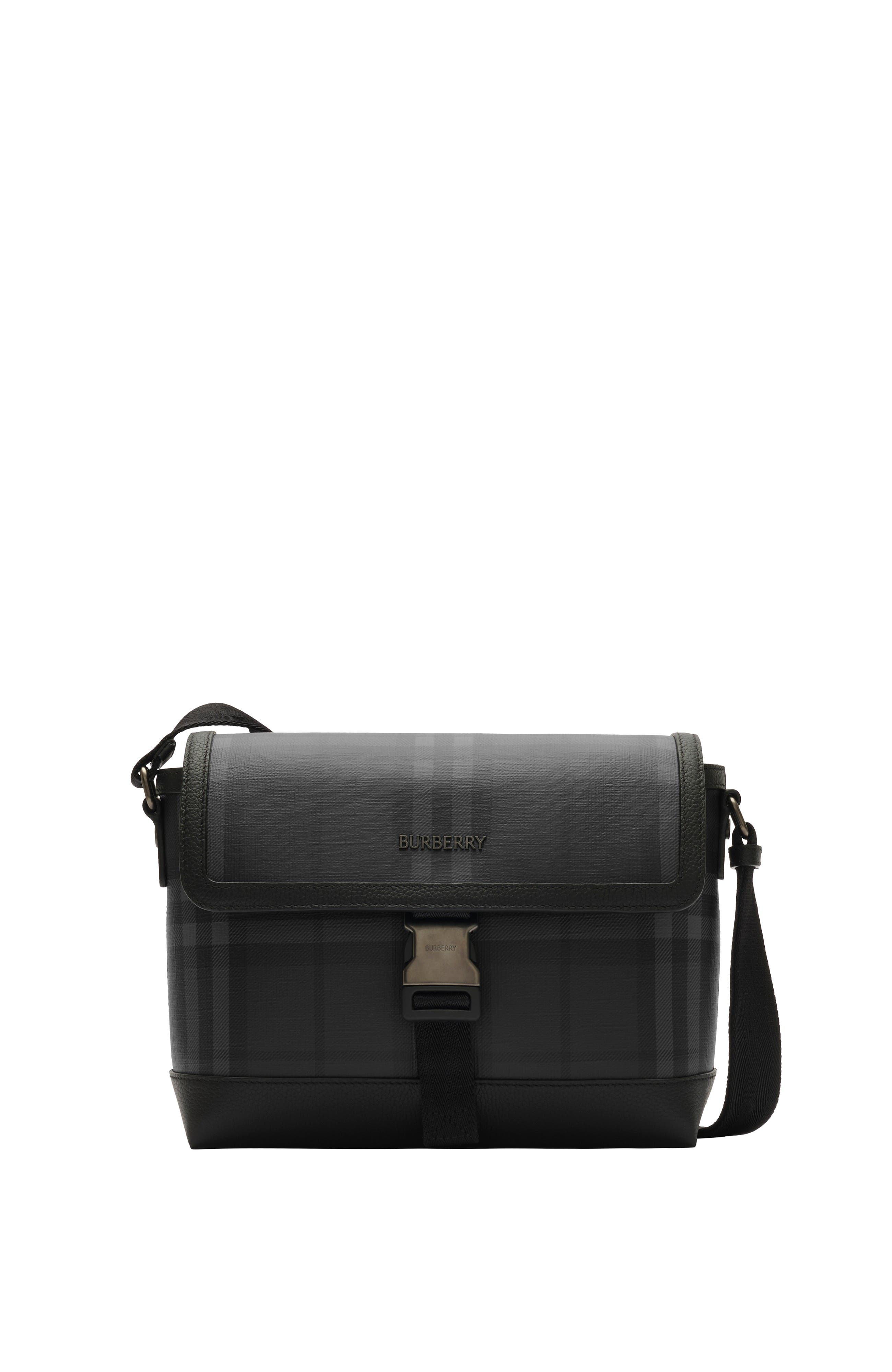 Small City Check Clip Messenger Bag, Main, color, Iron grey