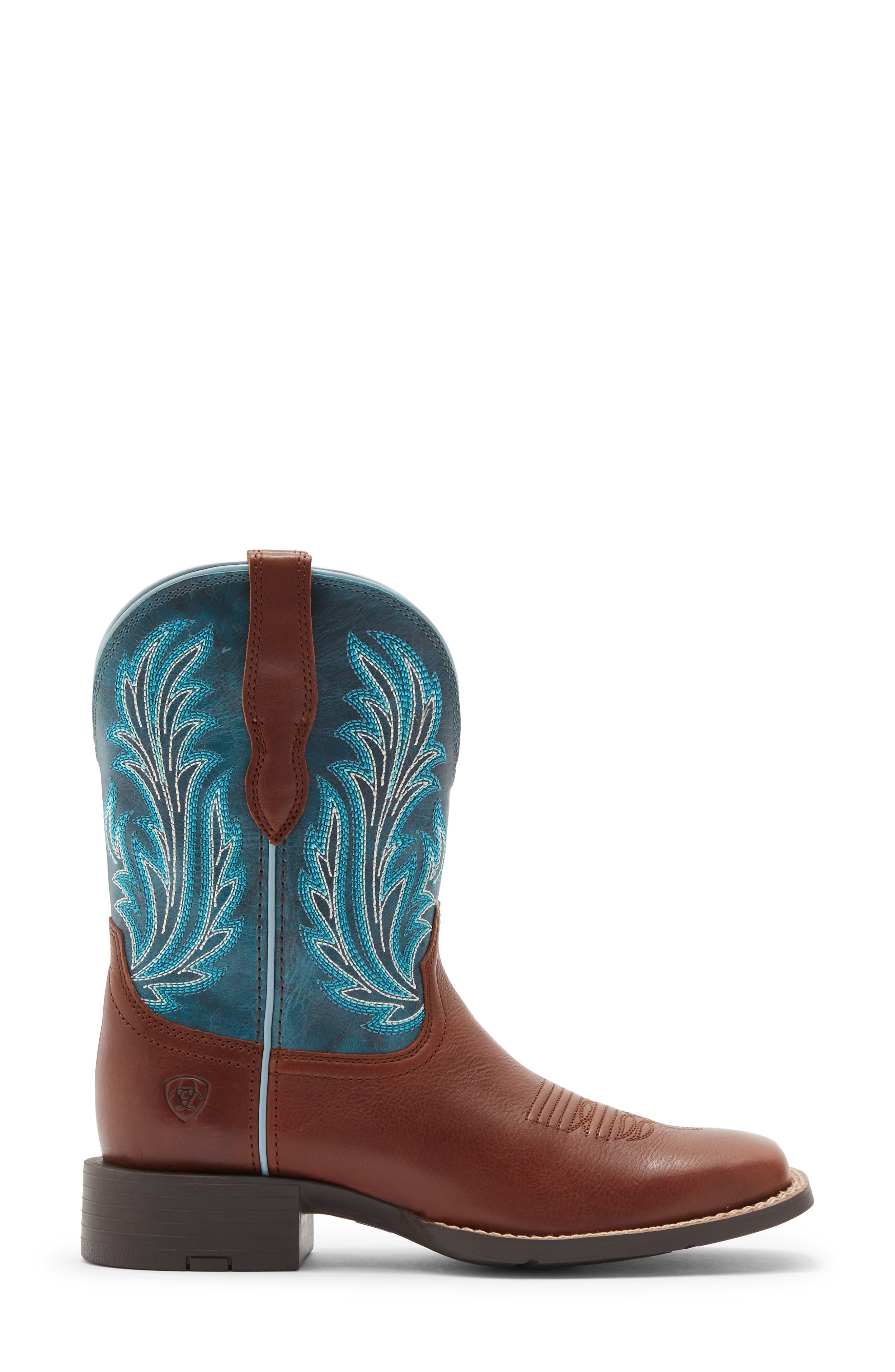 Round Up Filly Wide Square Toe Western Boot, Alternate, color, OILED TEAK