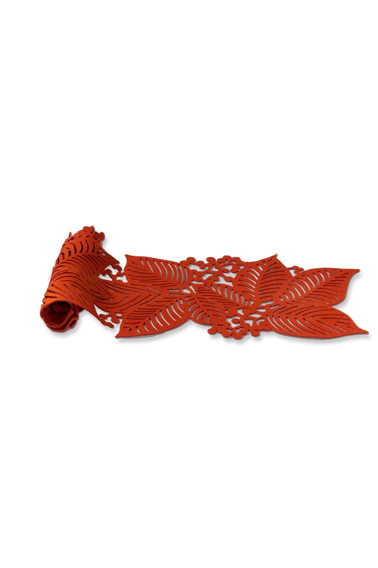 Leaf Berry Table Runner Terracotta Orange for Fall Decor, Main, color, Orange