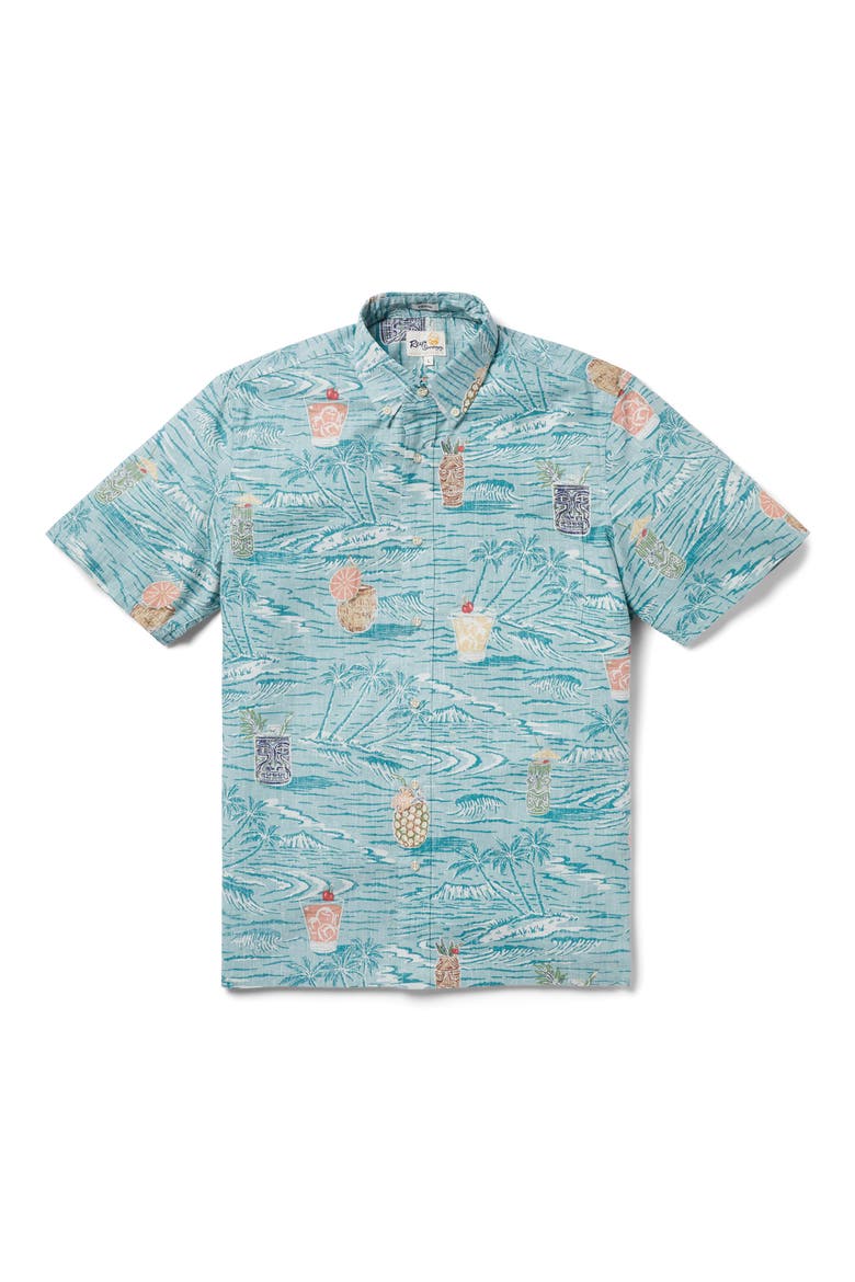 Island Sundowners Classic Fit Button-Down Shirt, Main, color, SEA FOAM