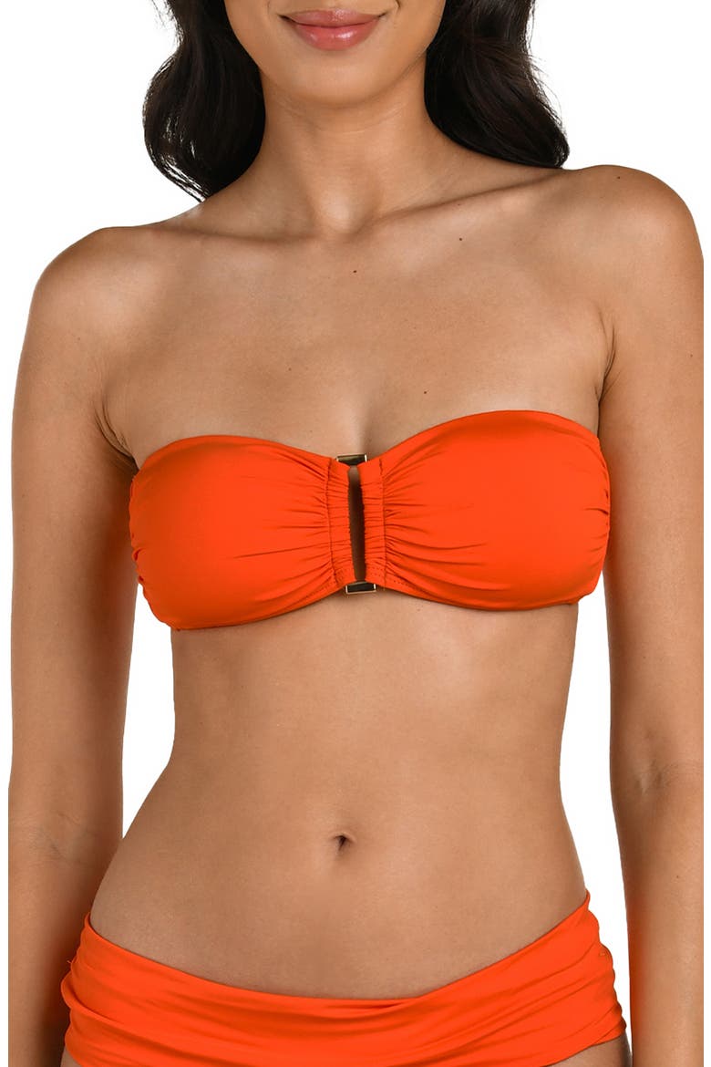 Island Goddess Bandeau Bikini Top, Main, color, TANGELO