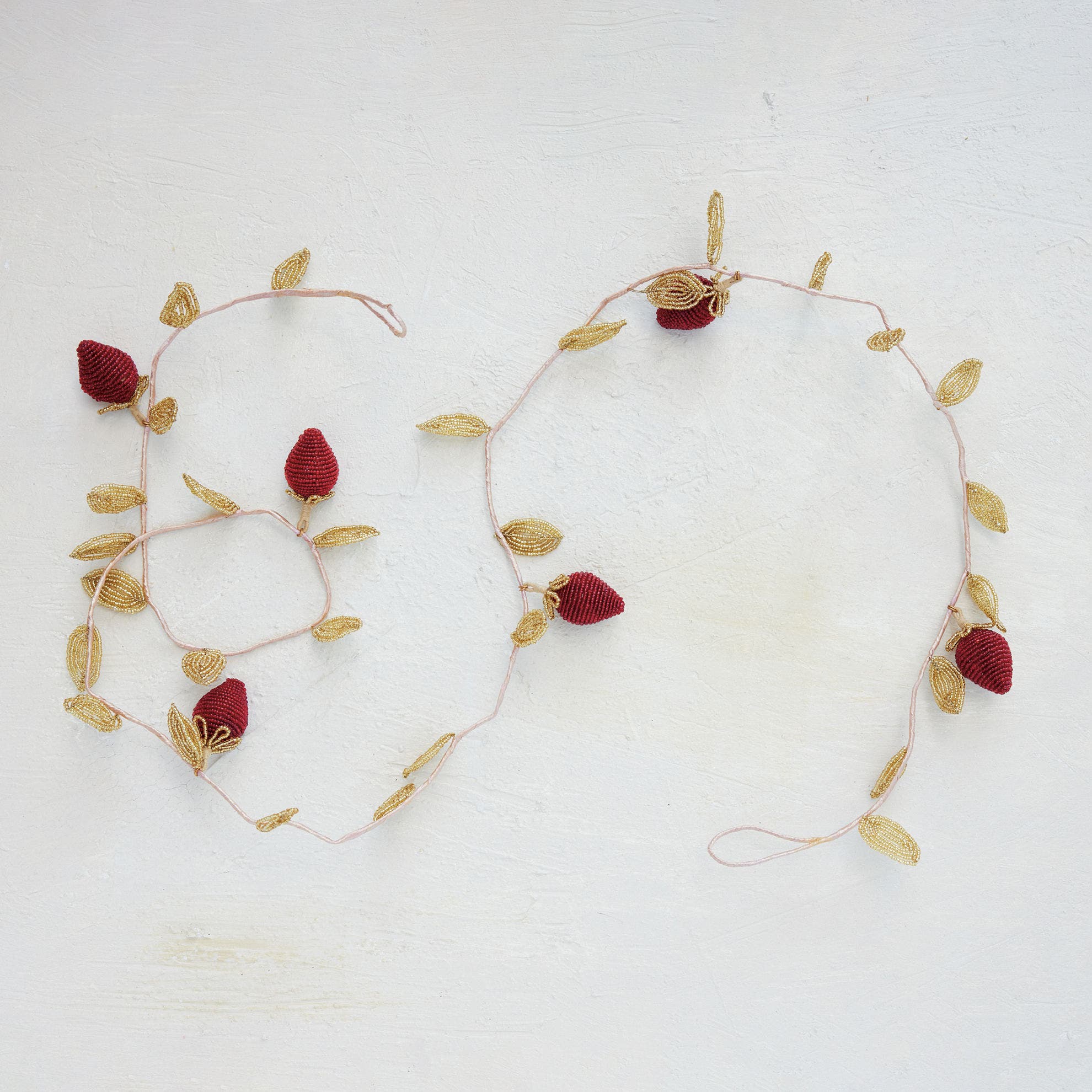 Olive Grove Glass Beaded Strawberry & Leaf Garland with Iron Wire ...