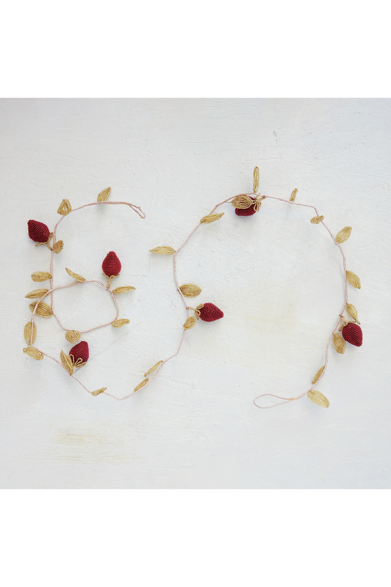 Wire Color Code Pu Olive Grove Glass Beaded Strawberry & Leaf Garland with Iron Wire ...