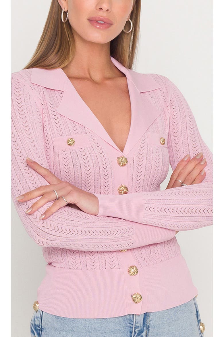 Charlotte Pointelle Rib Cardigan, Alternate, color, Soft Rose