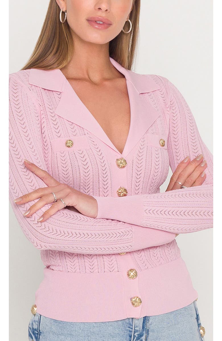 Generation Love Charlotte Pointelle Rib Cardigan, Alternate, color, Soft Rose