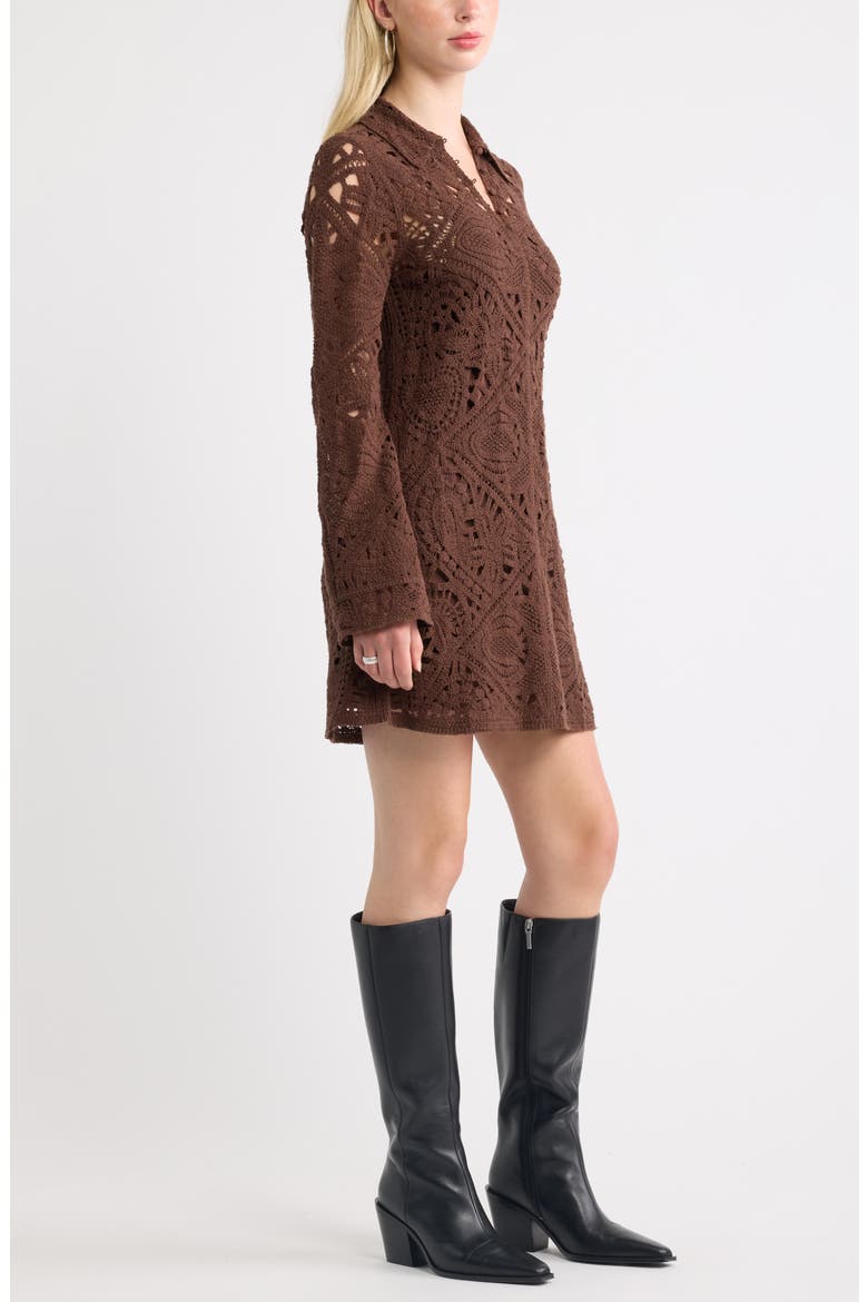 Crochet Minidress, Alternate, color, BROWN CHICORY