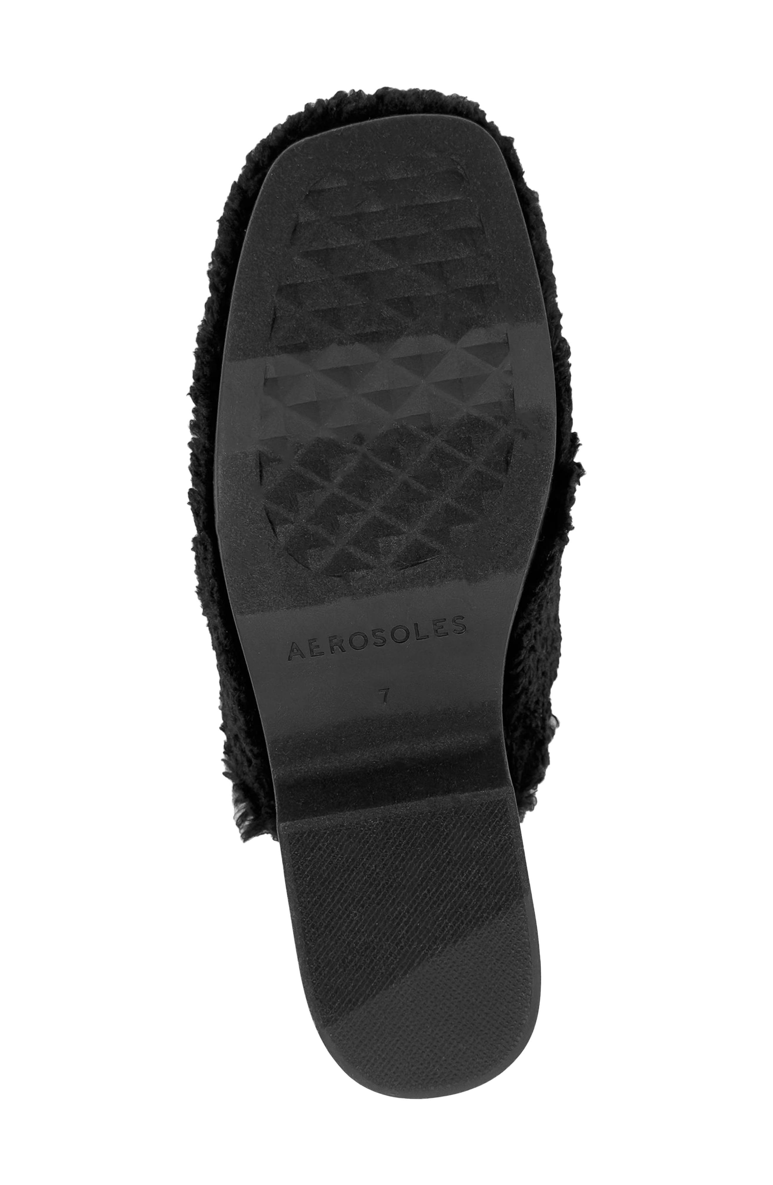 Aerosoles Chata Leather Mule, Alternate, color, Black Faux Shearling