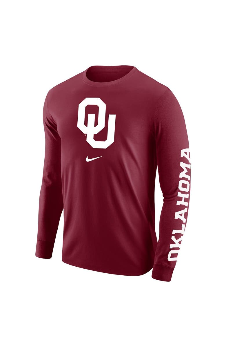 Nike Men's Nike Crimson Oklahoma Sooners Team Lockup 2-Hit Long Sleeve T-Shirt, Alternate, color, 