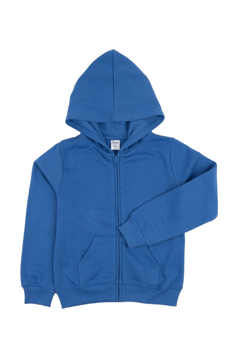 Kids Zip-Up Sweatshirt Hoodie, Cotton Blend, Solid Colors, Alternate, color, ROYAL BLUE