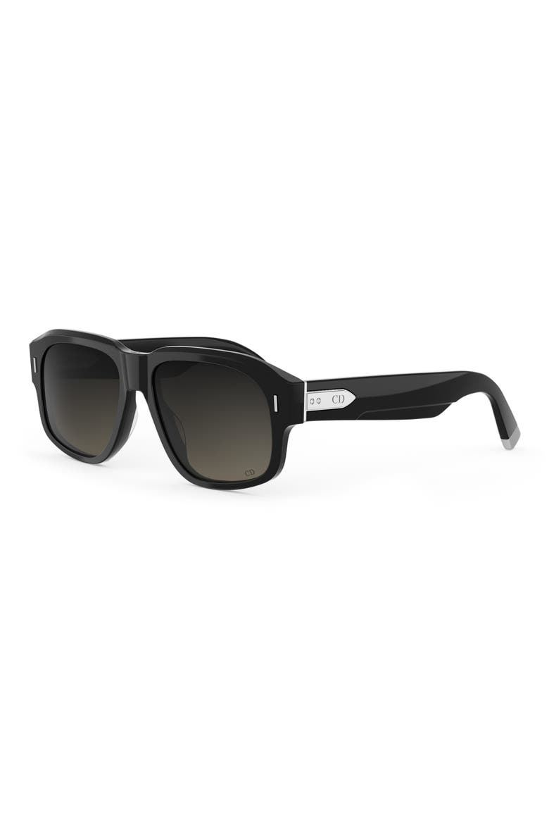'DiorTailoring N1I 57mm Geometric Sunglasses, Alternate, color, BLACK/ OTHER / GRADIENT SMOKE