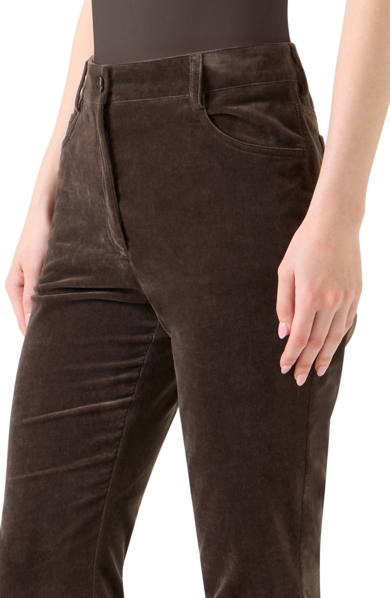 Akris punto Cali Stretch Velveteen Crop Bootcut Pants, Alternate, color, Bark