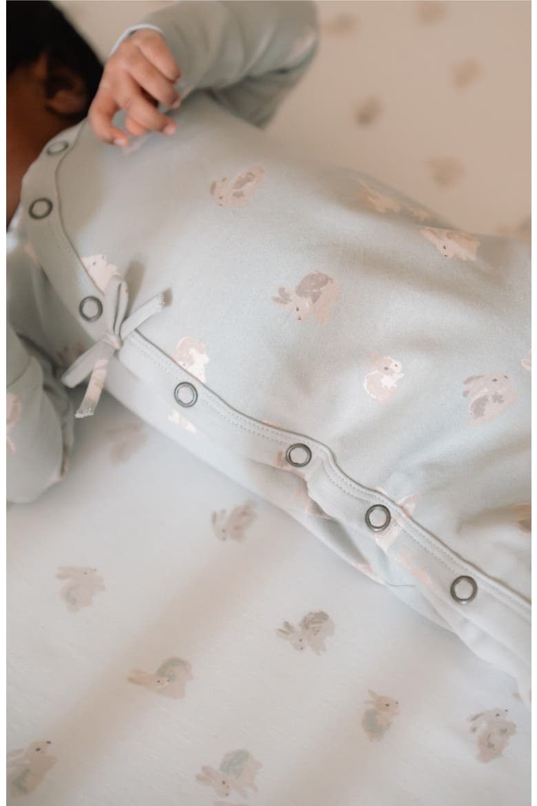Littles Snap Front Stretch Organic Cotton Romper, Alternate, color, HOPPY BUNNY