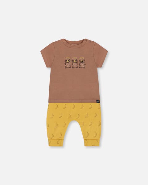 Deux Par Deux Printed Organic Jersey T-Shirt - Safari