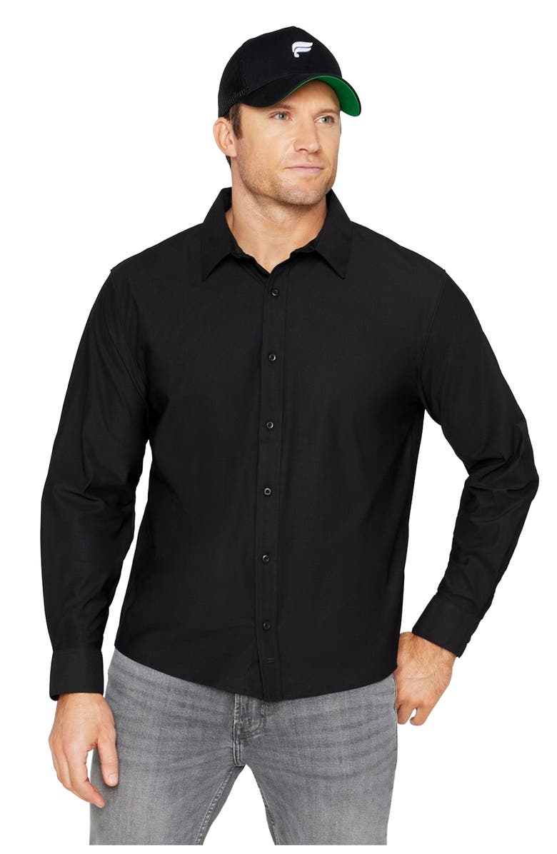 Fabletics Men's The Don Long Sleeve Button Up, Main, color, Black