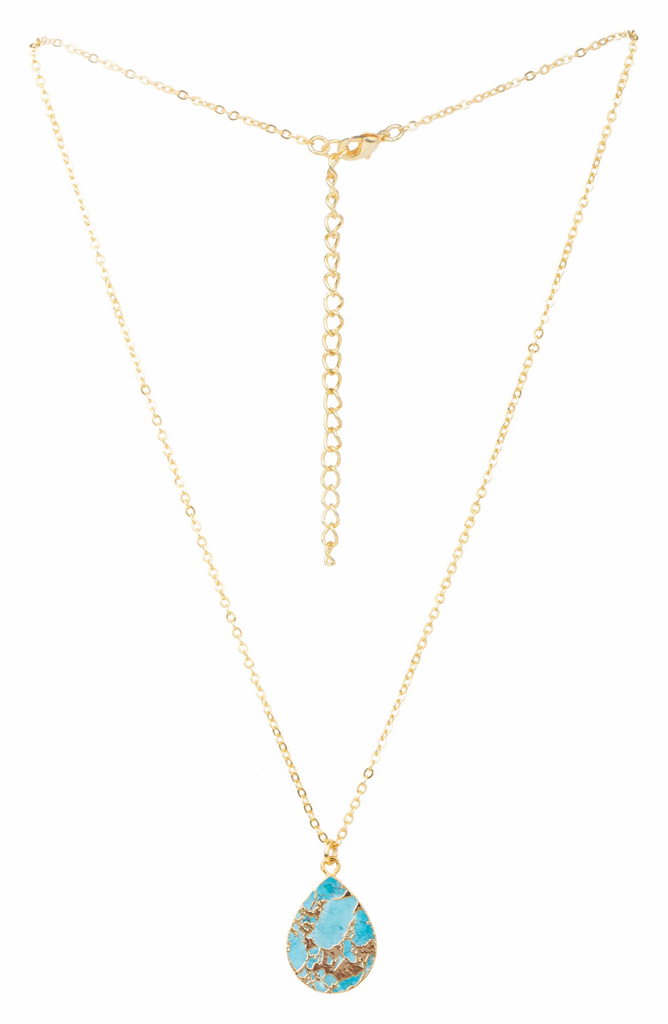18K Gold Plated Mojave Turquoise Teardrop Pendant Necklace