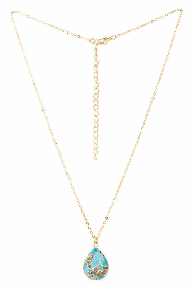 18K Gold Plated Mojave Turquoise Teardrop Pendant Necklace, Main, color, TURQUOISE