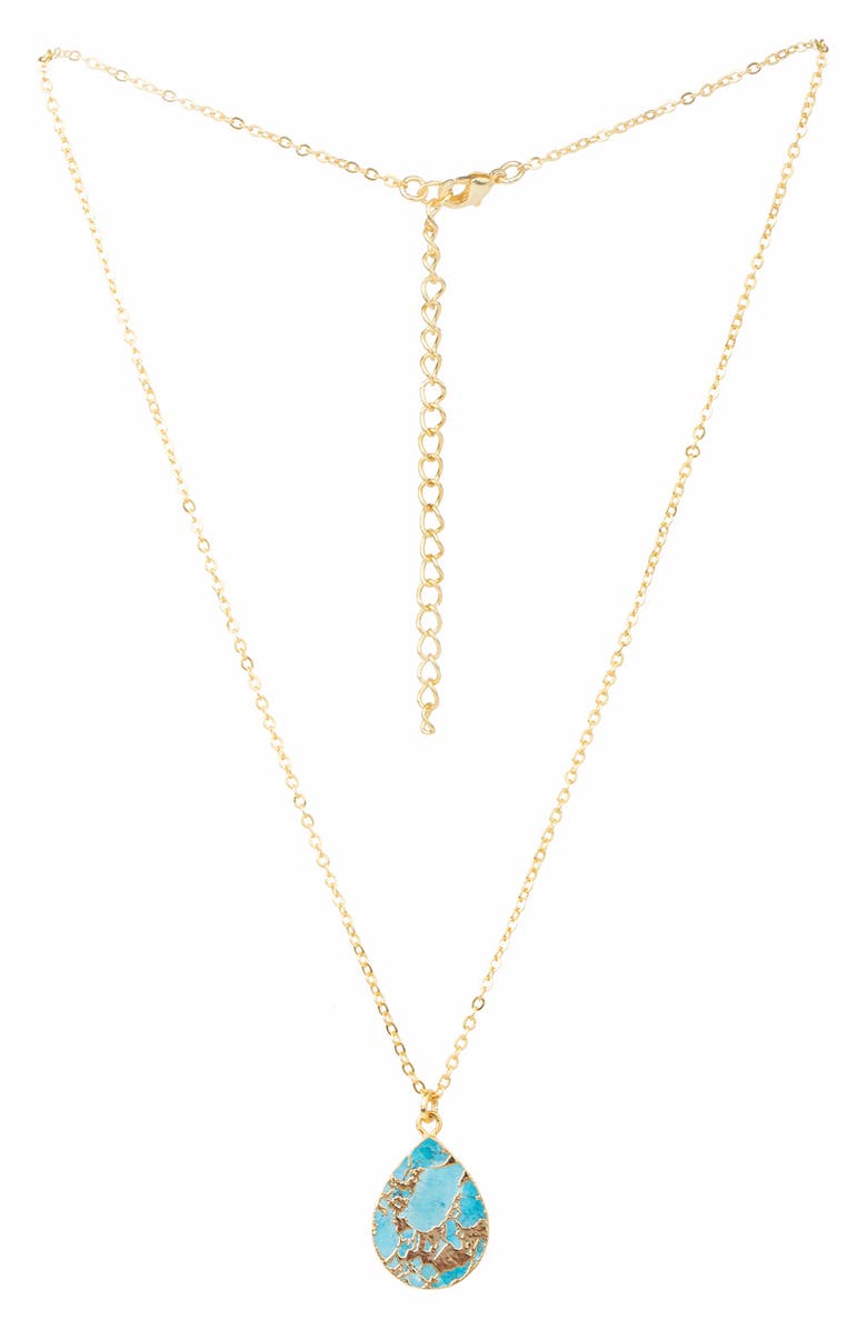 SAACHI 18K Gold Plated Mojave Turquoise Teardrop Pendant Necklace, Main, color, Turquoise