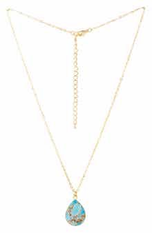 SAACHI 18K Gold Plated Mojave Turquoise Teardrop Pendant Necklace
