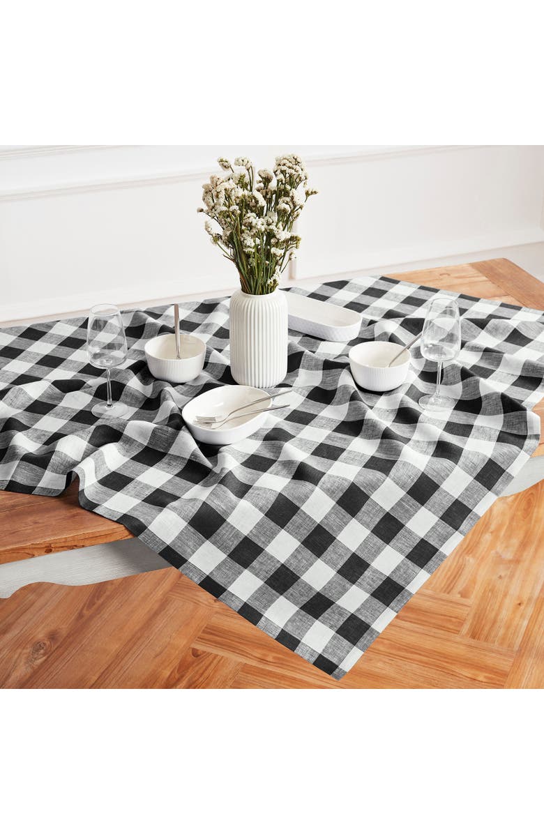 Solino Home Linen Table Throw - Buffalo Check, 52" x 52", 52" x 52", Main, color, Black And White