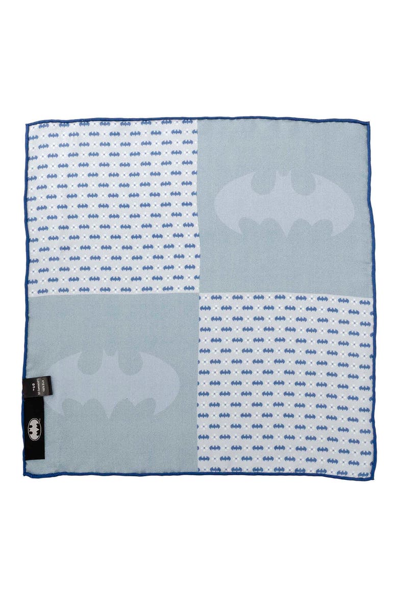 Batman Motif Silk Pocket Square, Alternate, color, BLUE