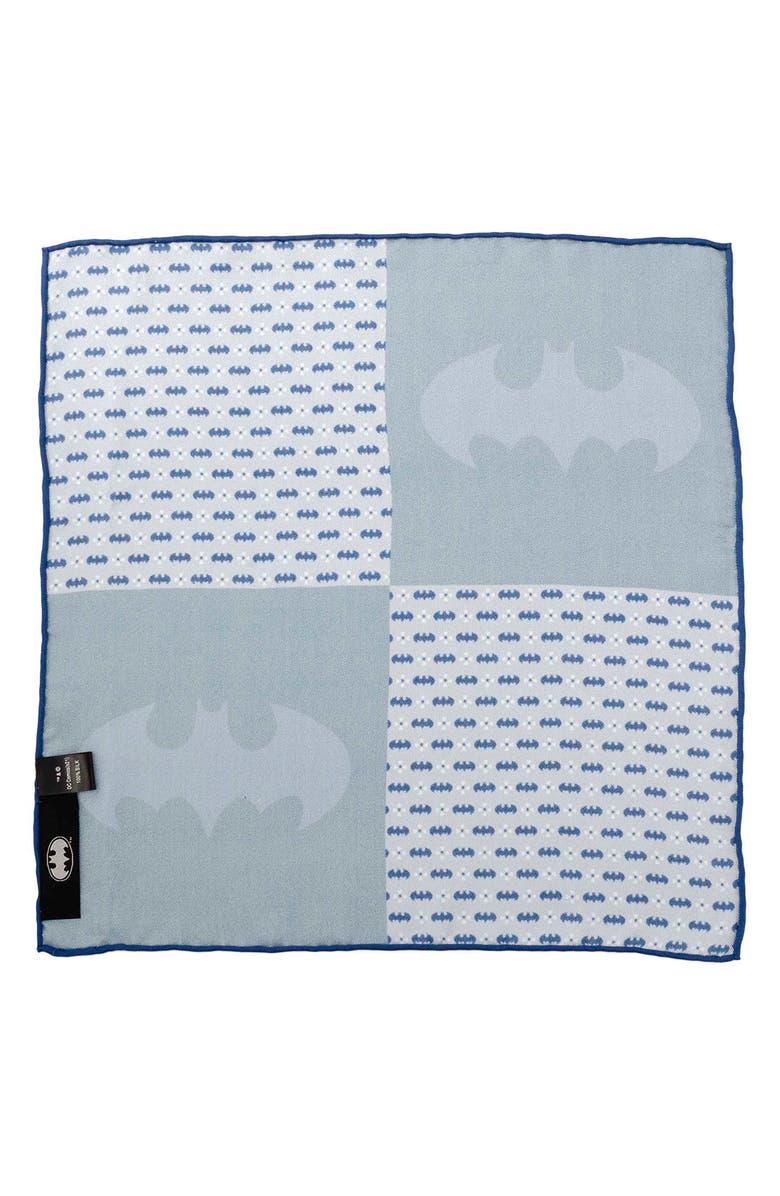 Cufflinks, Inc. Batman Motif Silk Pocket Square, Alternate, color, Blue