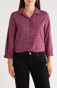 Trove New York Plaid Three-Quarter Sleeve Shirt