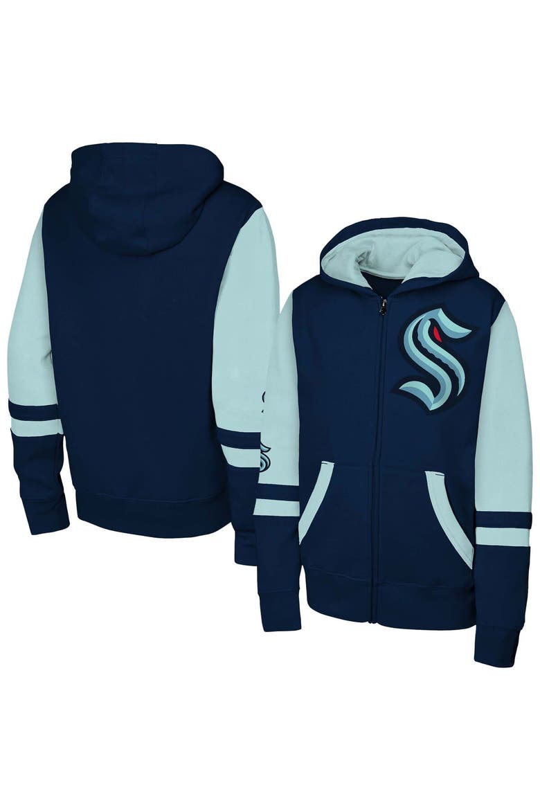 Youth Navy Seattle Kraken Face Off Full-Zip Hoodie, Alternate, color, Navy