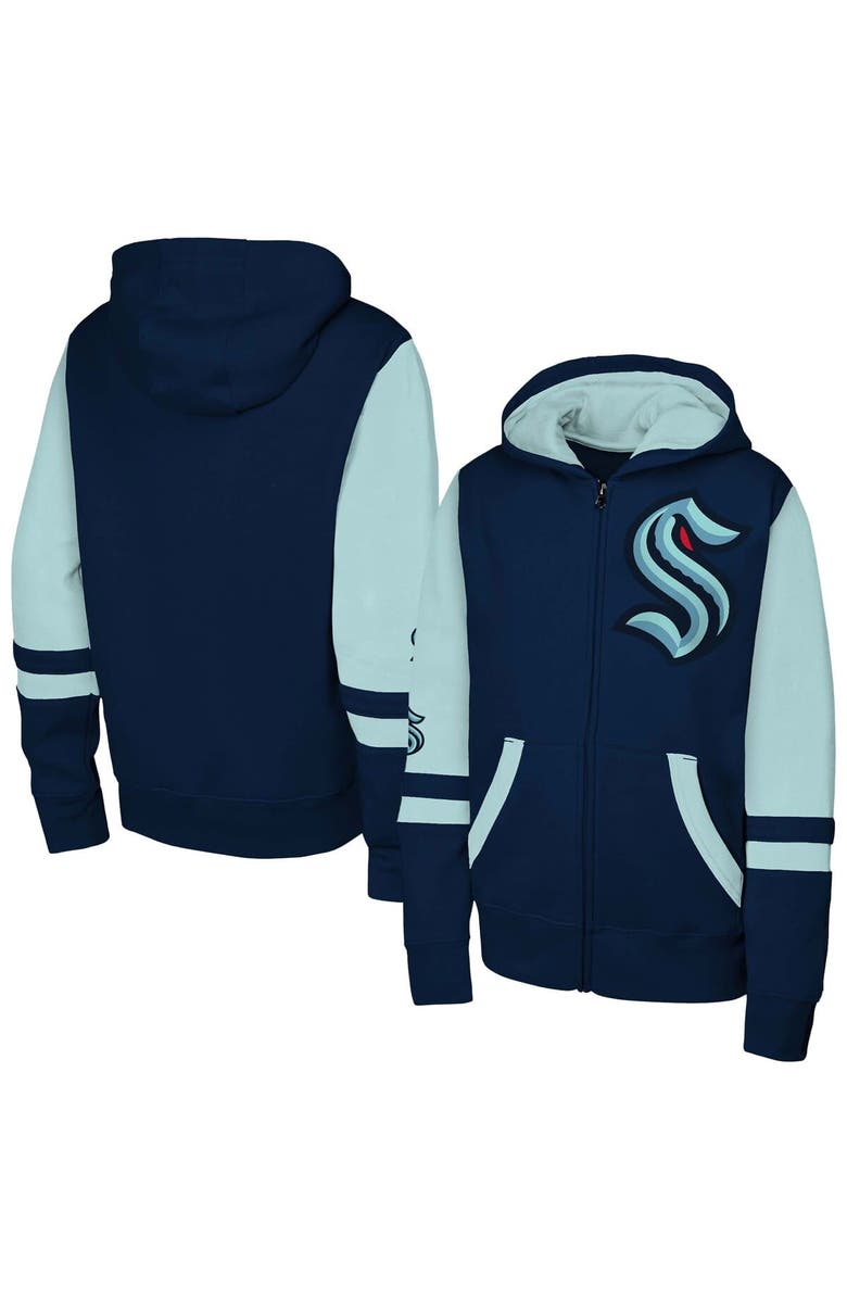 Outerstuff Youth Navy Seattle Kraken Face Off Full-Zip Hoodie, Alternate, color, Navy