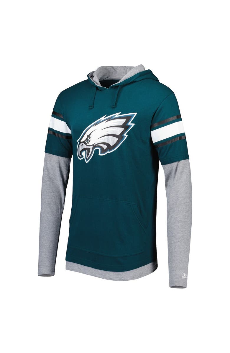 New Era Men's New Era Midnight Green Philadelphia Eagles Long Sleeve Hoodie T-Shirt, Alternate, color, 