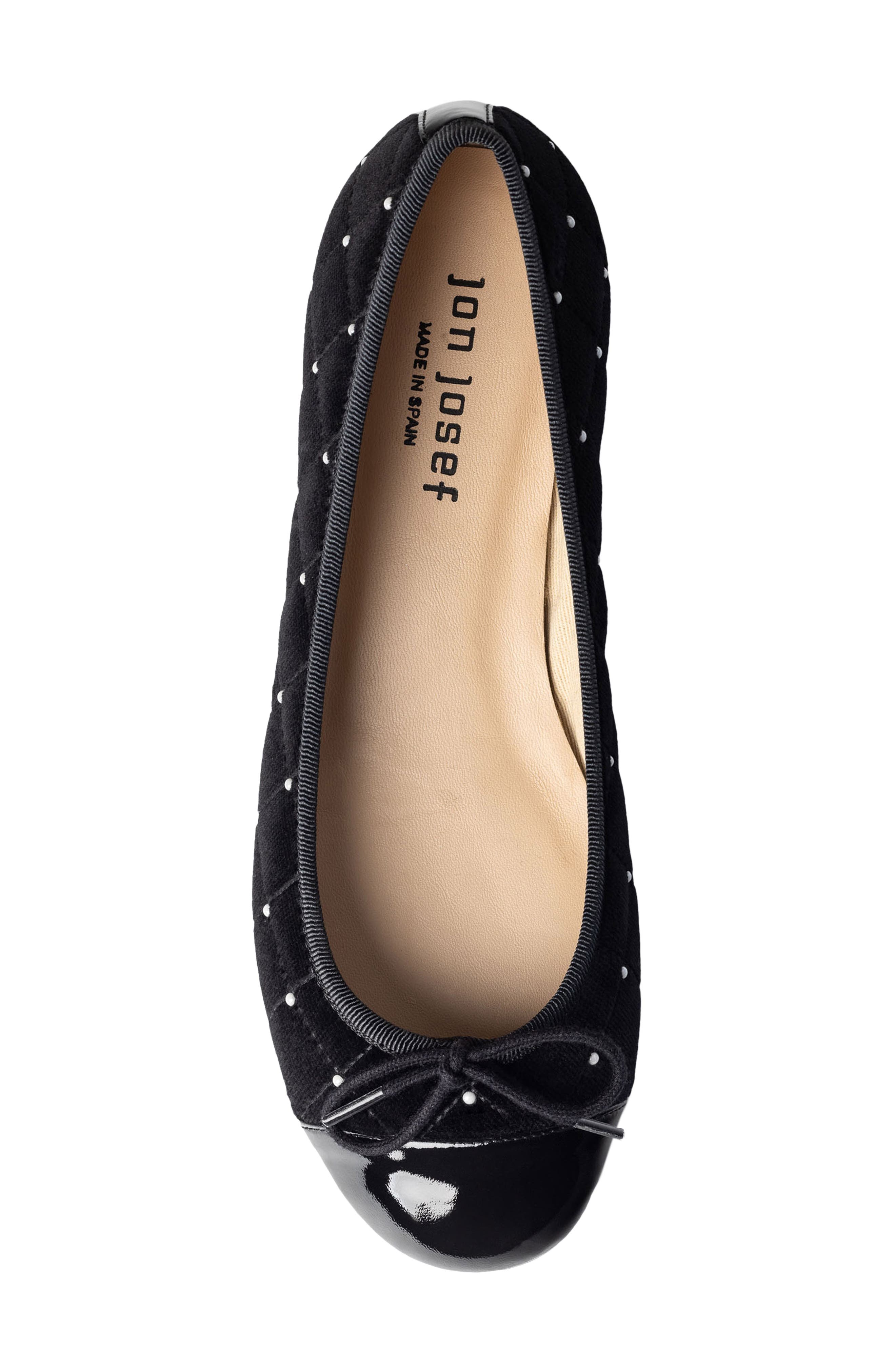 Jon Josef Belle Imitation Pearl Quilted Velvet Ballet Flat, Alternate, color, 