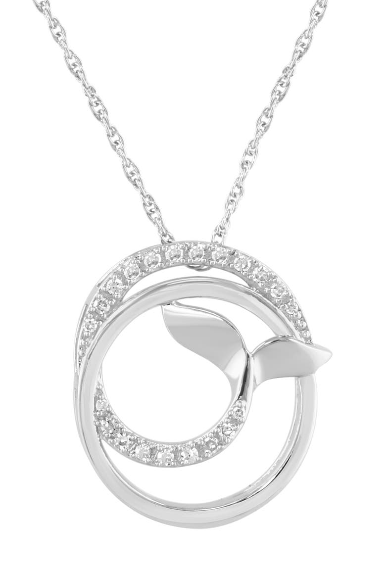 Sterling Silver Diamond Whale Tail Pendant Necklace, Alternate, color, SILVER