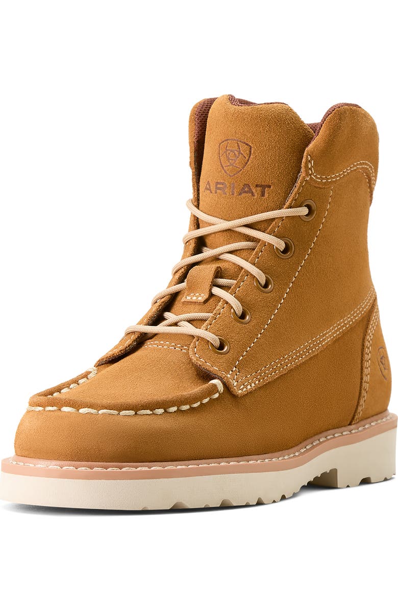 Ariat Kids' Lift Moc Toe Boot, Alternate, color, Wheat Suede