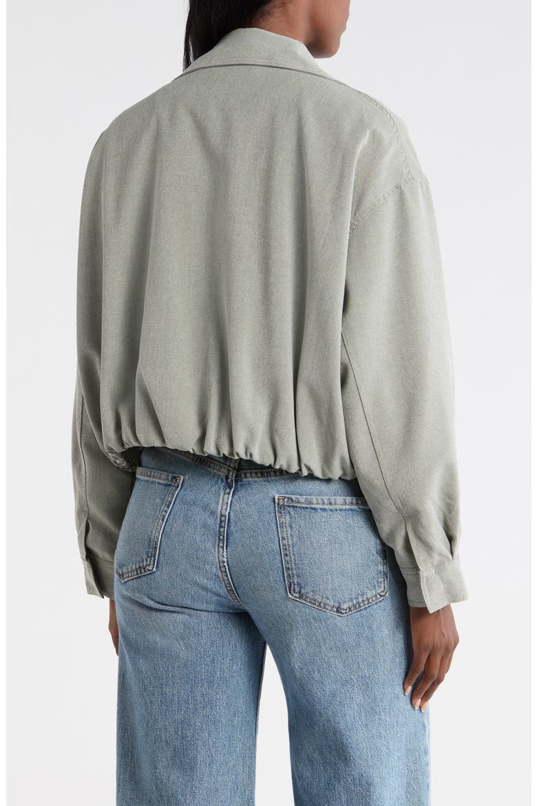 Bubble Hem Crop Bomber Jacket, Alternate, color, SAGE