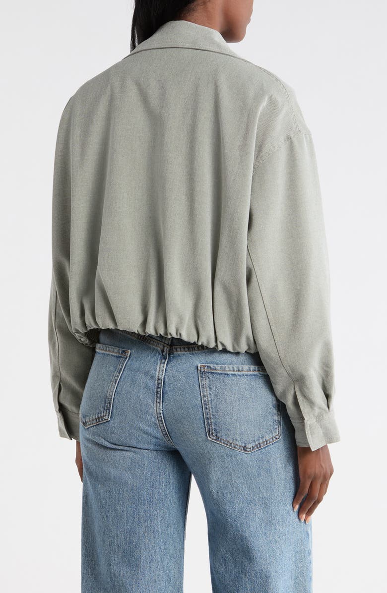 MAX STUDIO Bubble Hem Crop Bomber Jacket, Alternate, color, Sage