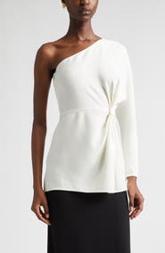 Valentino One-Shoulder Silk Cady Couture Top